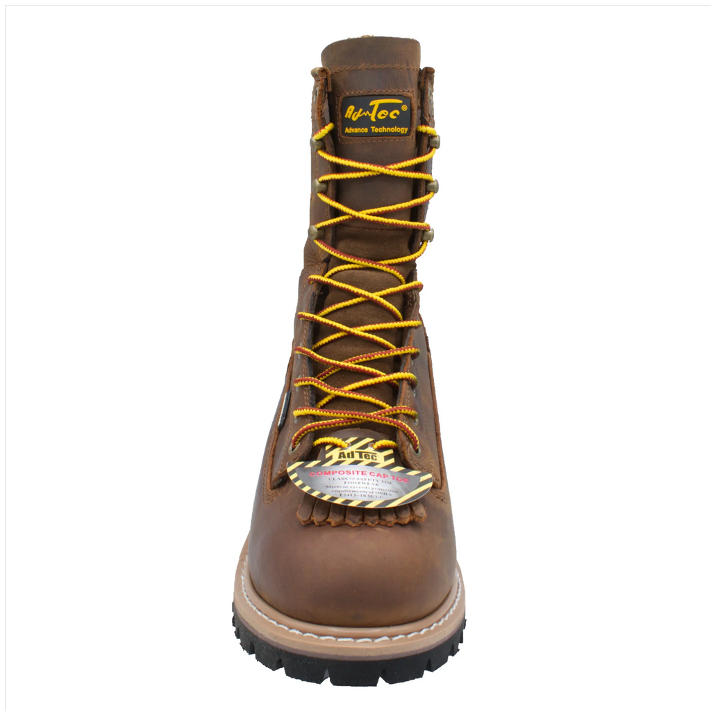 1020- Men's 8" Safety Toe Waterproof Brown Logger - 1020