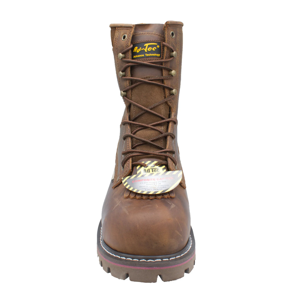 1021- Men's 8" Crazy Horse Composite Toe Waterproof Super Logger - 1021