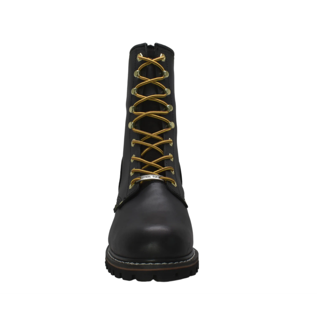 Men's 9" Black Lace Waterproof Steel Toe Logger - 1428WP-BK