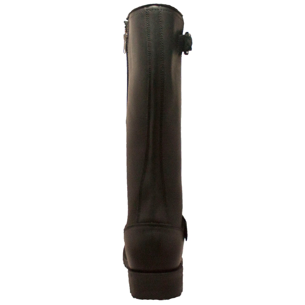 1443Zipper- Engineer: Men's 16" Biker Boot- black [soft toe, side zip]