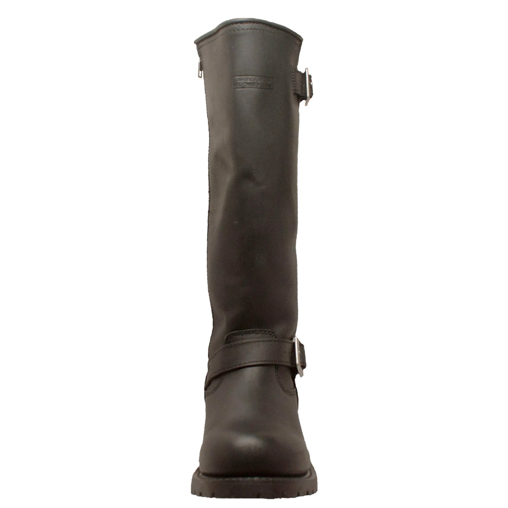 1443Zipper- Engineer: Men's 16" Biker Boot- black [soft toe, side zip]