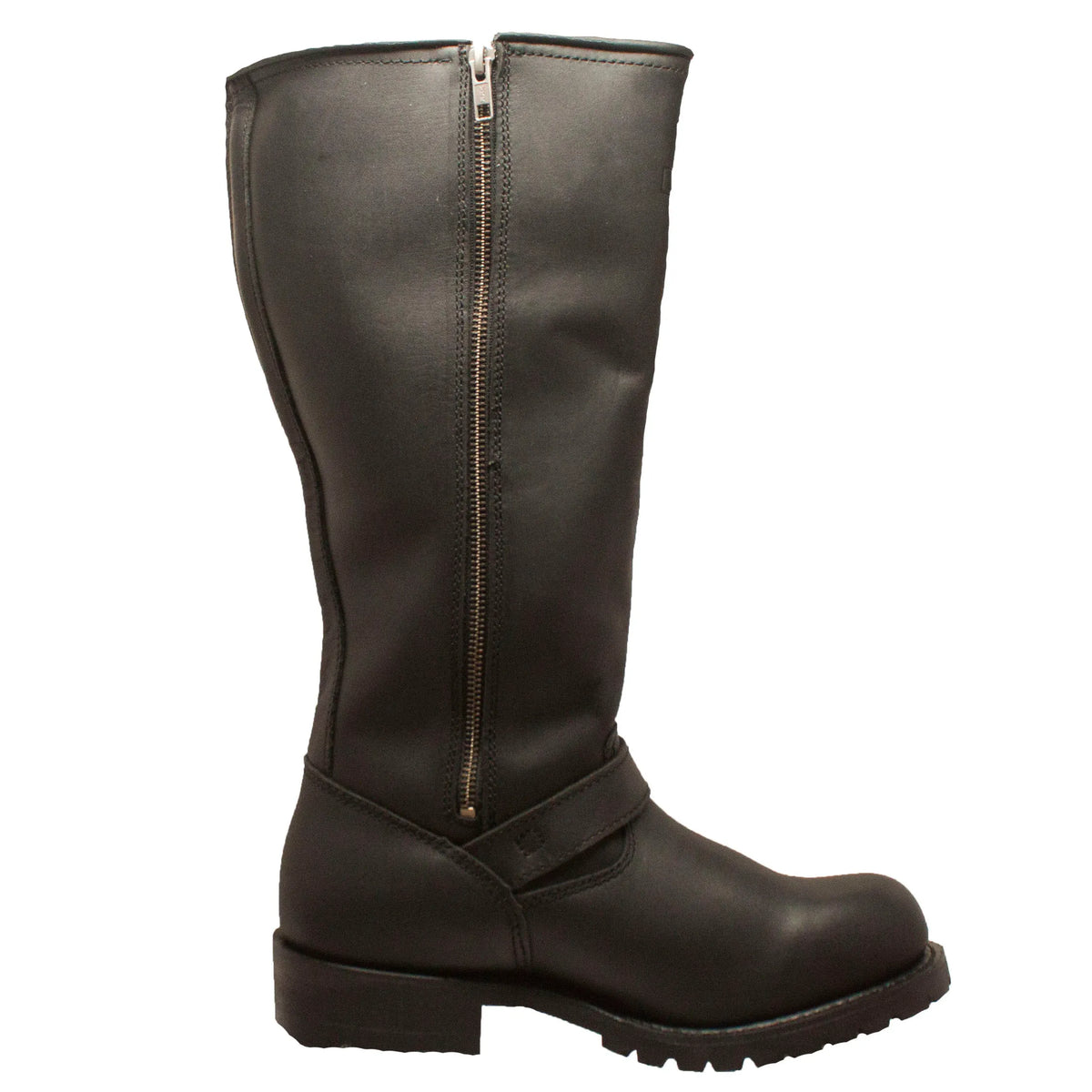 1443Zipper- Engineer: Men's 16" Biker Boot- black [soft toe, side zip]