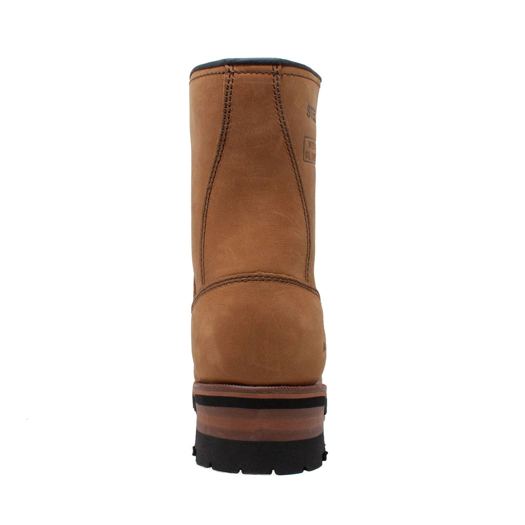 1740WP- logger: Men's 9"work boot- brown [steel toe, wp]