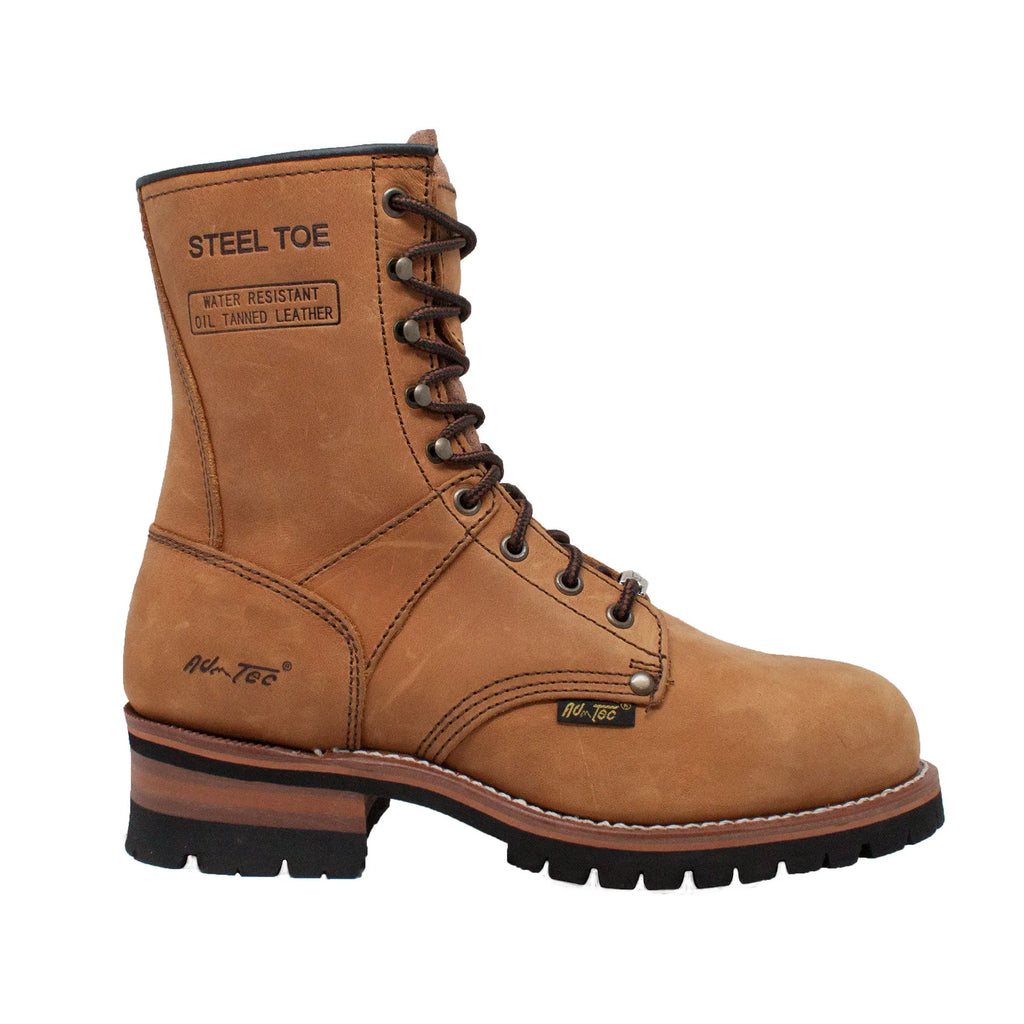 1740WP- logger: Men's 9"work boot- brown [steel toe, wp]
