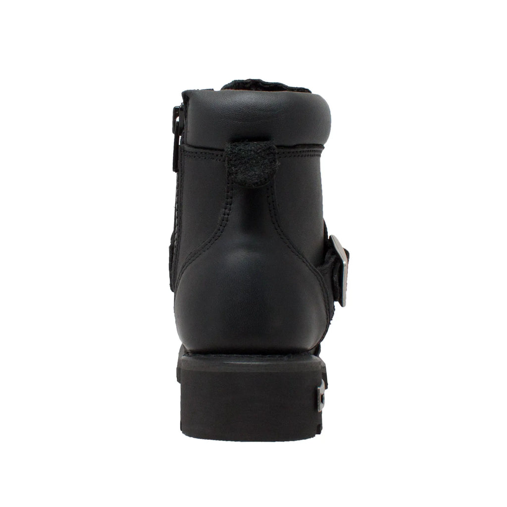 8143: Women's 6" Biker boot- Black, Lace-up W/ side zip [Soft Toe] Zipper Boot - 8143