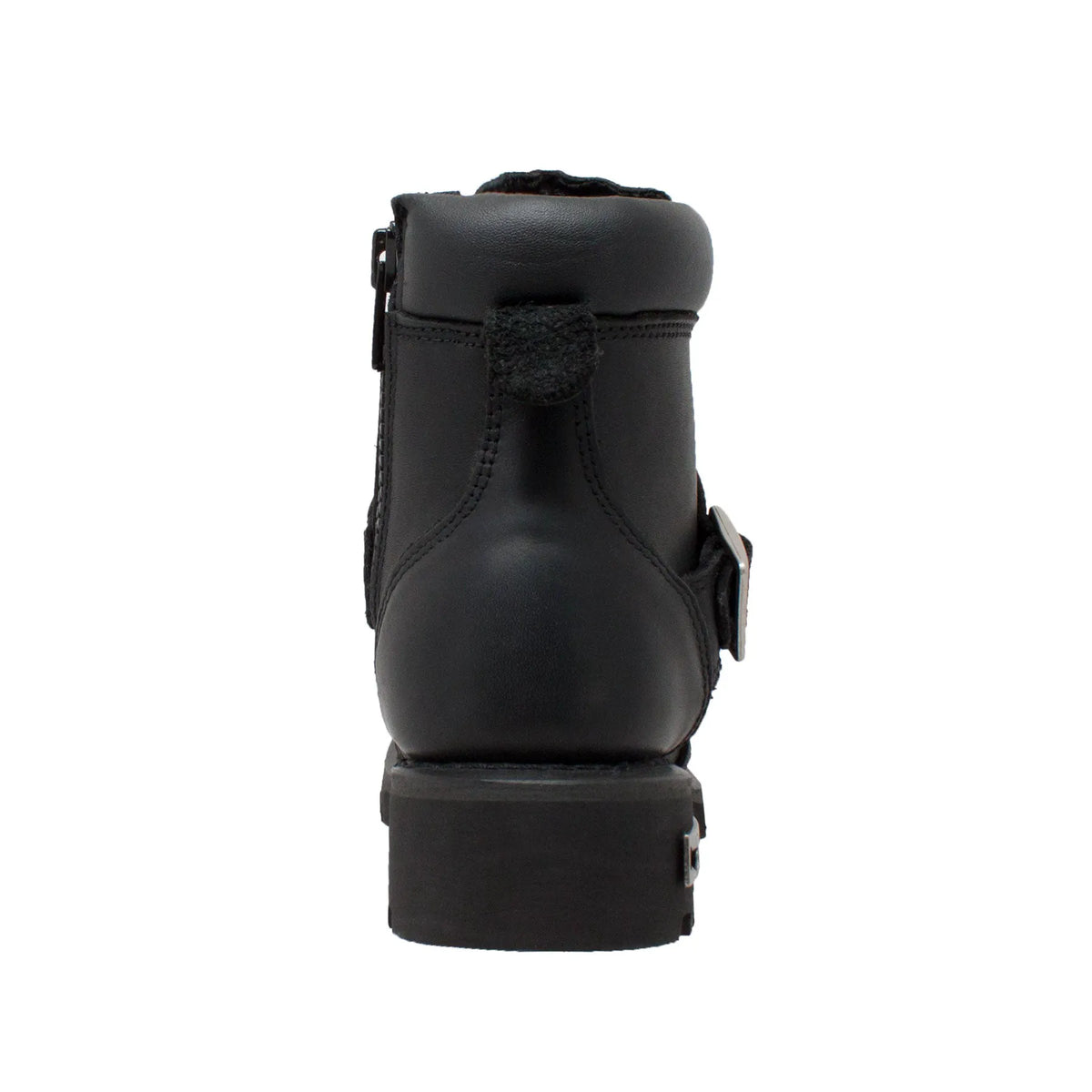 8143: Women's 6" Biker boot- Black, Lace-up W/ side zip [Soft Toe] Zipper Boot - 8143
