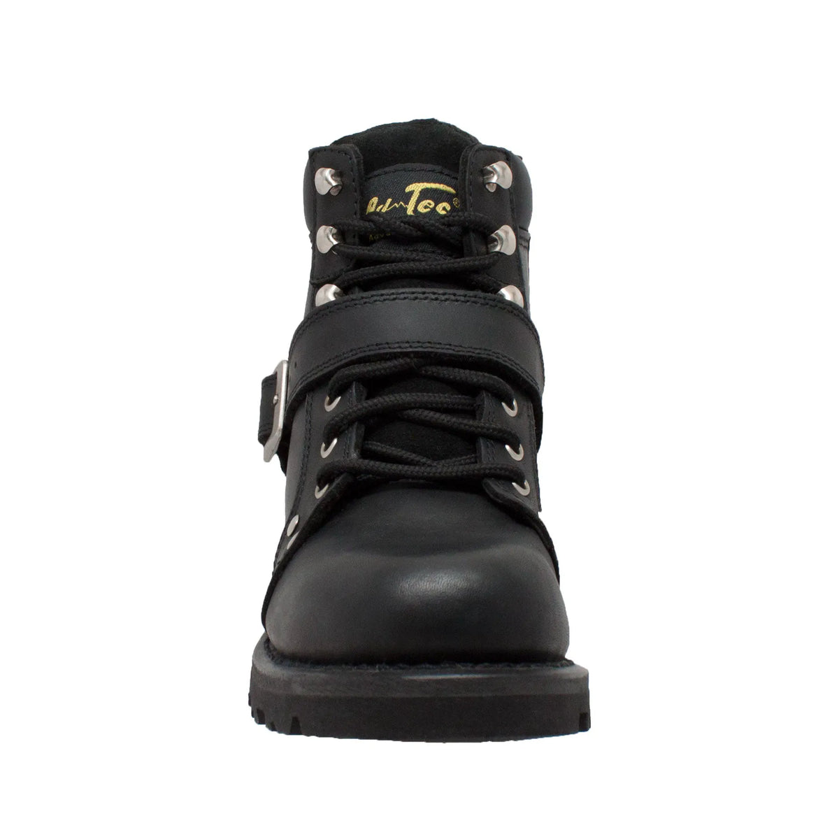 8143: Women's 6" Biker boot- Black, Lace-up W/ side zip [Soft Toe] Zipper Boot - 8143