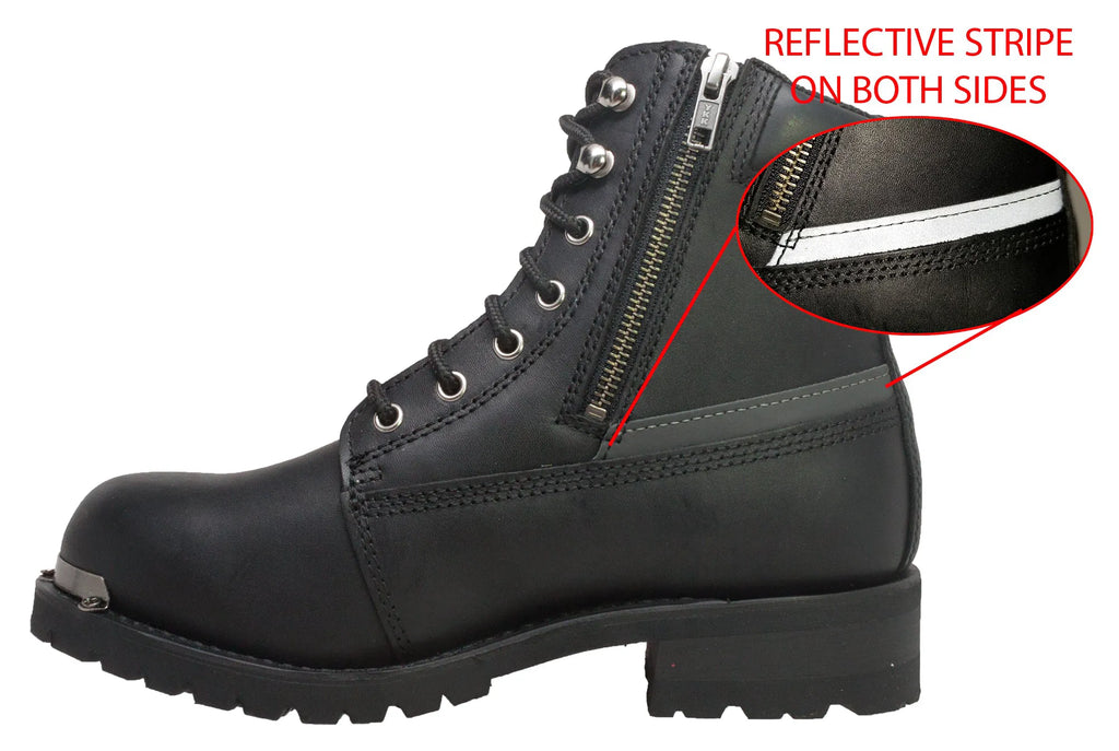 8787: Women's 6' Reflective Double Zipper Biker Boot