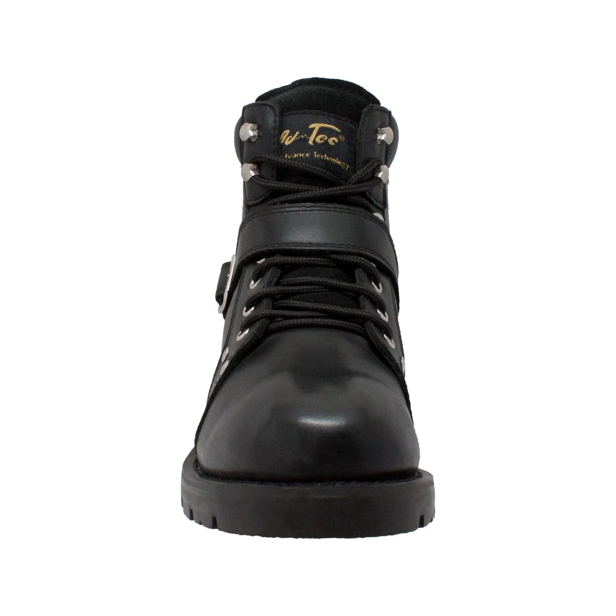 9143: Men's 6" Biker Boot- Black, Lace-up w/ size zip [soft toe]