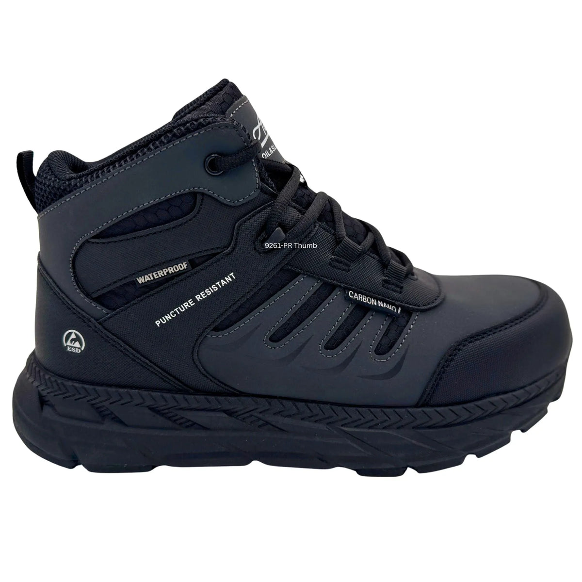 9261PR- Ultralight ESD: Men's 6" work boot: Black/Dark Grey [Nano safety toe, wp, pr, sro, ESD]