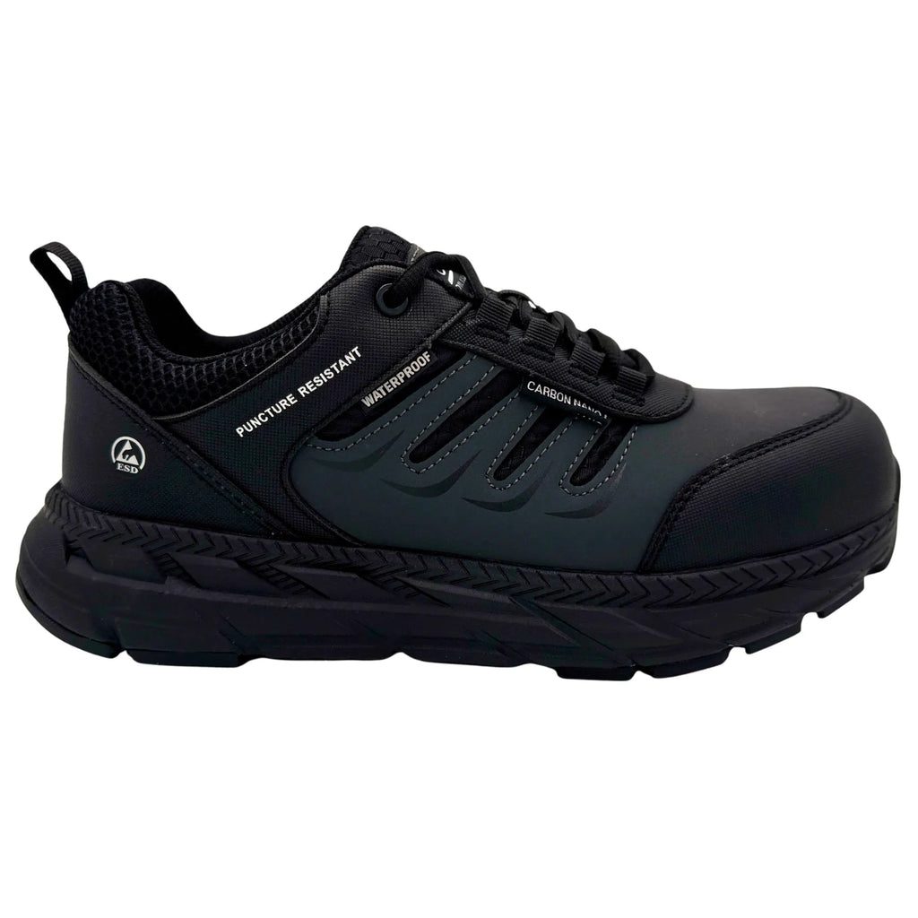 8265PR- Ultralight ESD: Women's 4" work sneaker: Black/Dark Grey [Nano safety toe, wp, pr, sro, ESD]