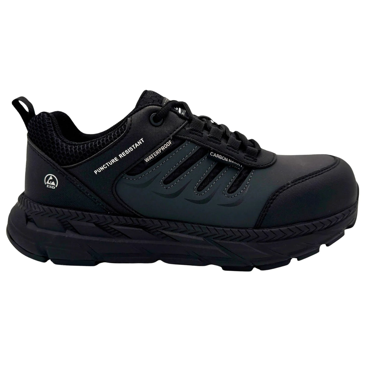 9265PR- Ultralight ESD: Men's 4" work sneaker: Black/Dark Grey [Nano safety toe, wp, pr, sro, ESD]