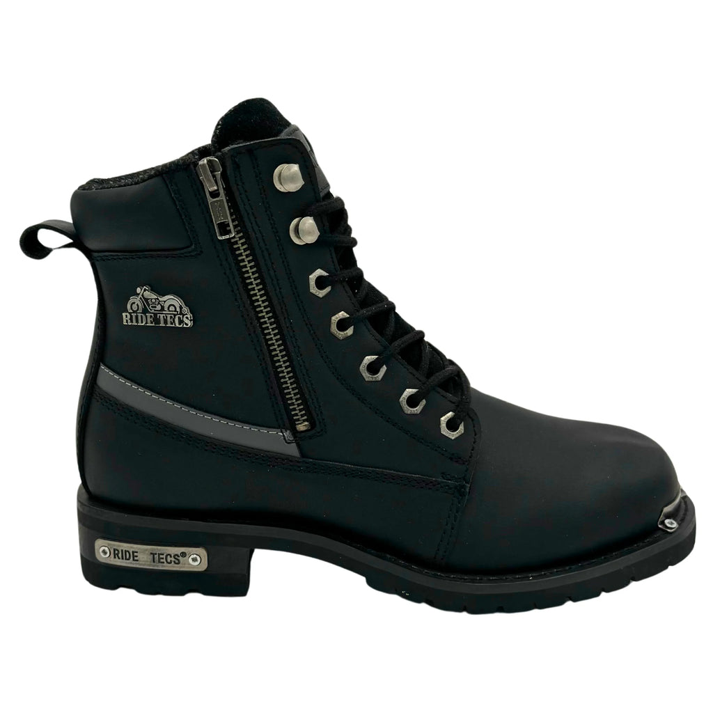 8787: Women's 6' Reflective Double Zipper Biker Boot