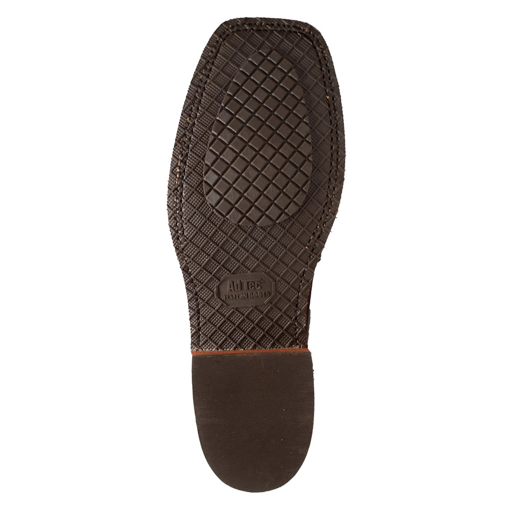 9828: Men's 11" Western Square Toe work boot- Brown [soft toe]