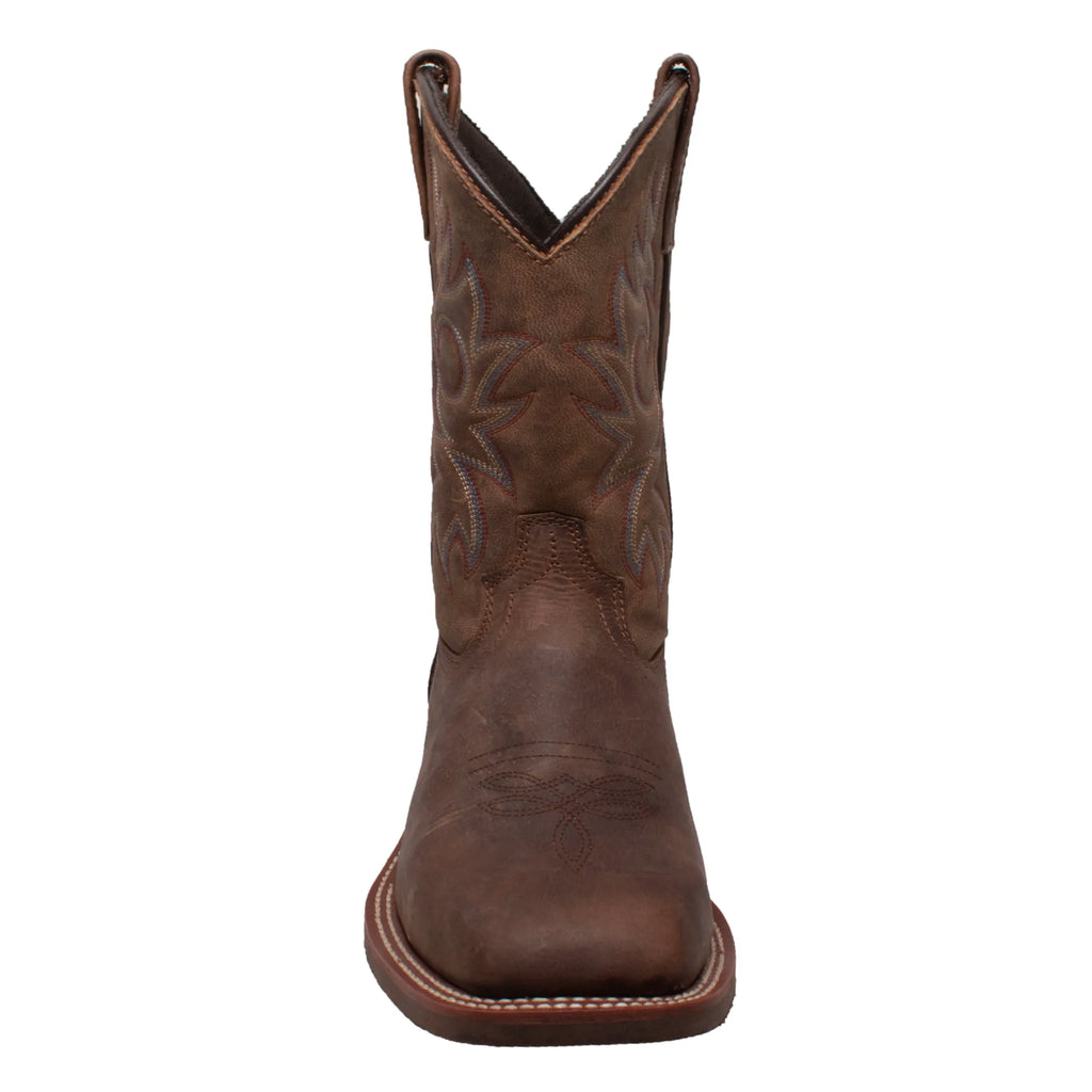 9828: Men's 11" Western Square Toe work boot- Brown [soft toe]