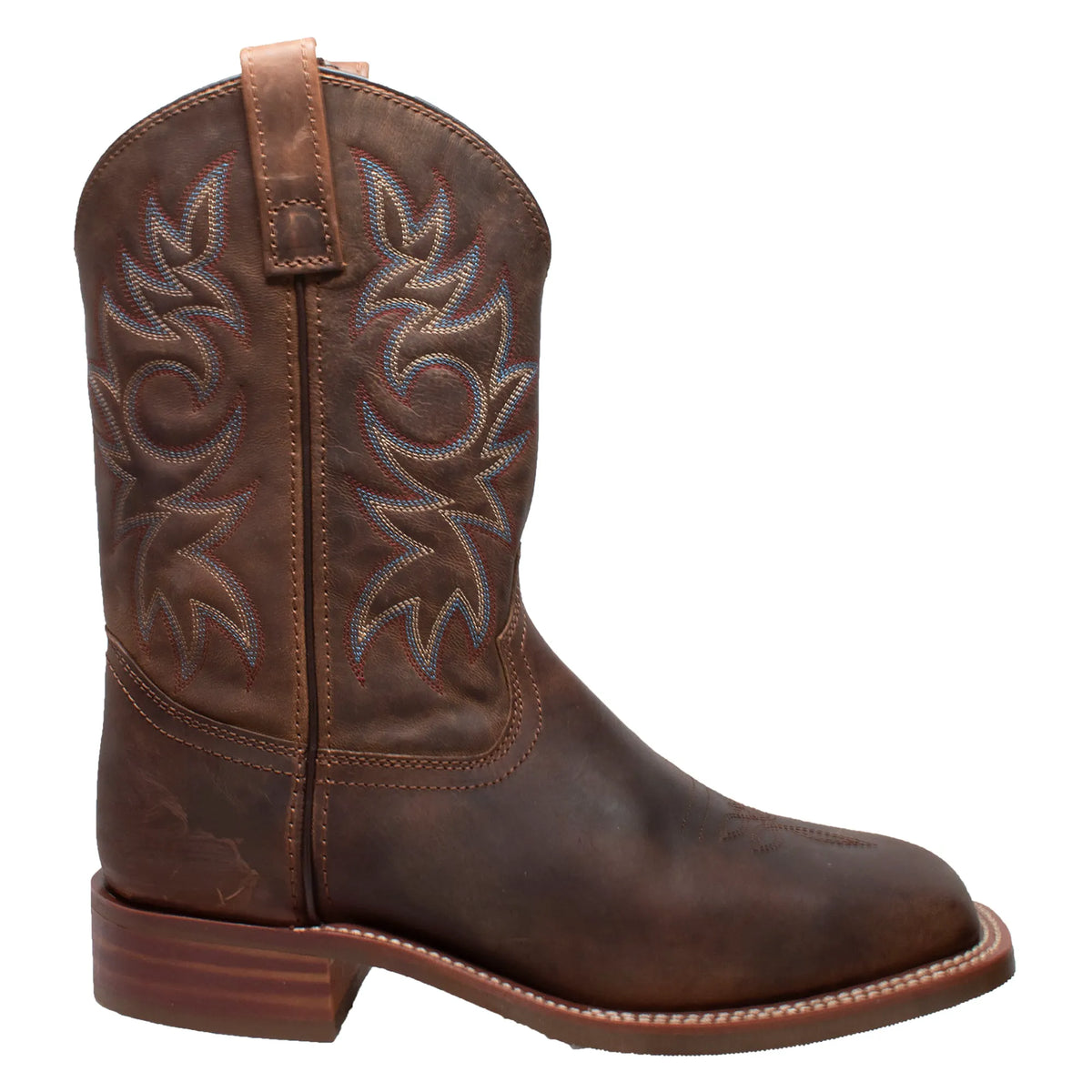 9828: Men's 11" Western Square Toe work boot- Brown [soft toe]