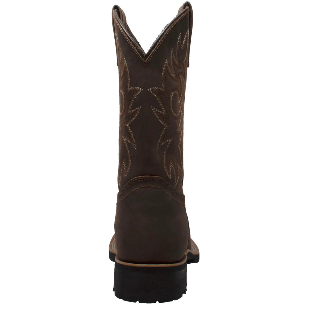 9858: Men's 12" Western Square Toe Work Boot- Brown [Steel Toe]