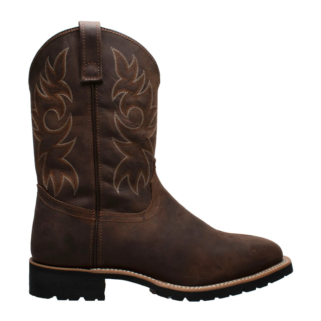 9858: Men's 12" Western Square Toe Work Boot- Brown [Steel Toe]