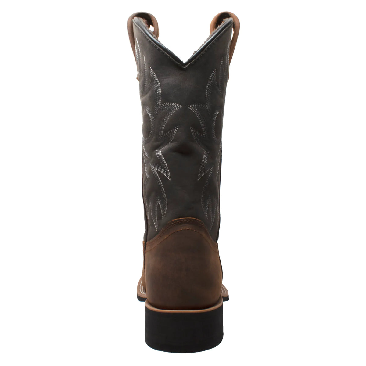 9859: Men's 12" Western Square Toe Work Boot- Black/Brown [soft toe]