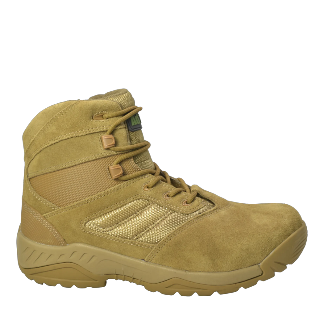 KT1003- Sandbox - Men's 6" Coyote Suede Leather Tactical Boot [Side Zipper]
