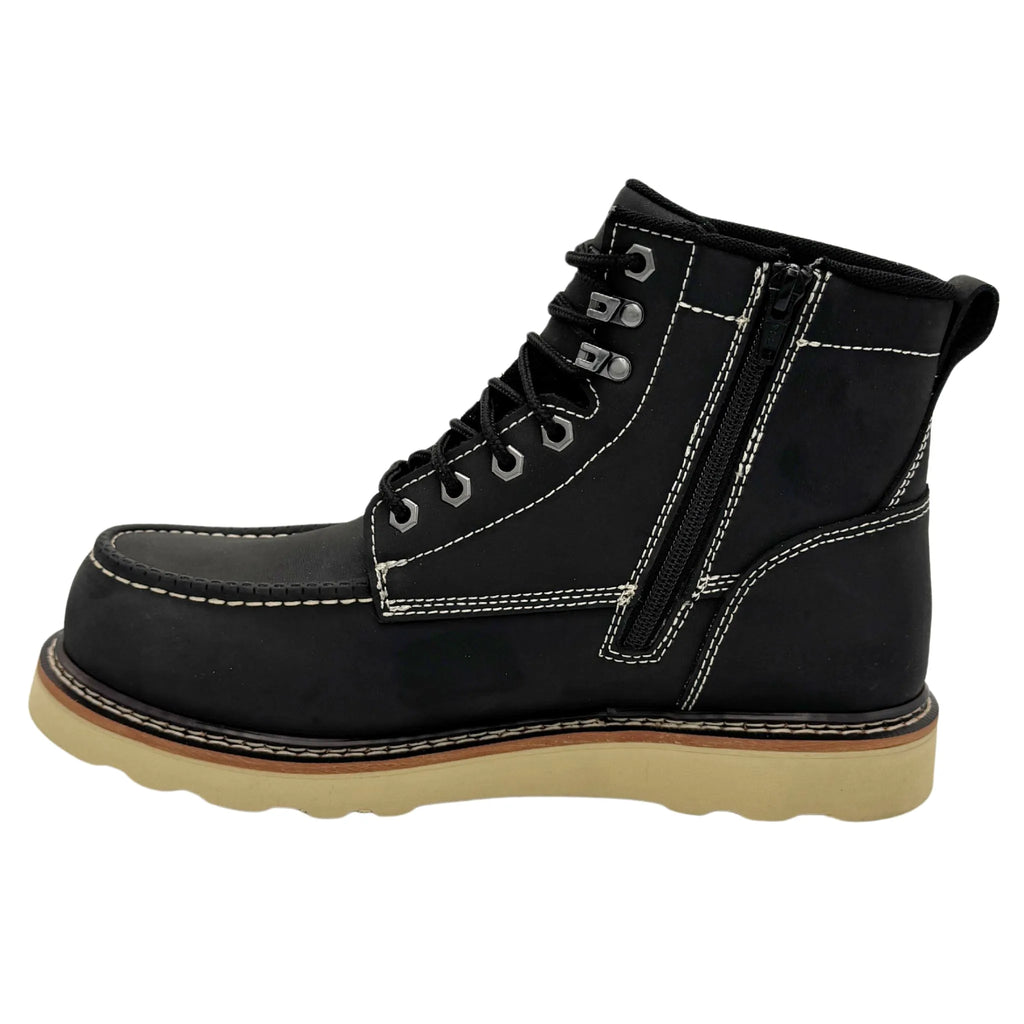 9264- Speedster: Men's 6" Moc Toe: Black Leather - [COMP TOE, WP, PR, SRO, EH, ZIP]