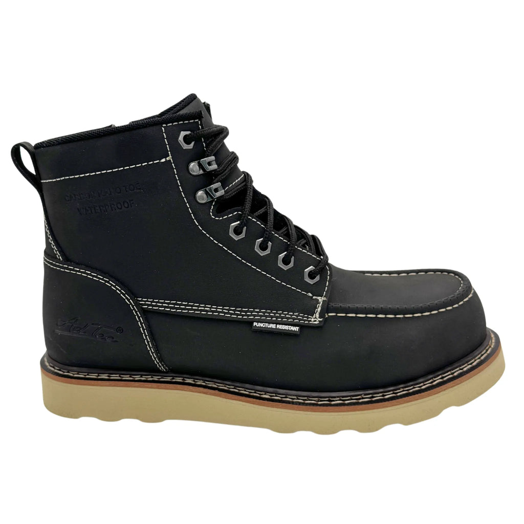 9264- Speedster: Men's 6" Moc Toe: Black Leather - [COMP TOE, WP, PR, SRO, EH, ZIP]